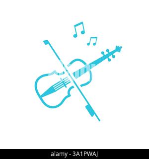 Violin icon. Isolated on white. Blue icon set Stock Vector