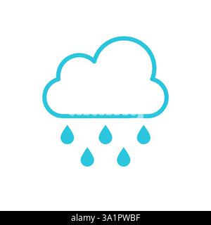 Rain icon. Isolated on white background. Blue icon set Stock Vector