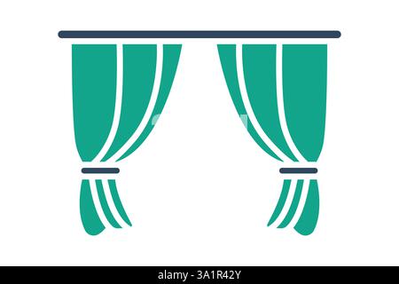 Curtain icon. solid icon style. icon related to furniture. furniture elements vector illustration Stock Vector
