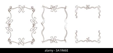 Elegant hand drawn bow frames for decorative design. Stock Vector