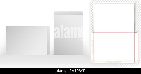 envelope office supply packaging die cut templates design isolated white backgrounds for your message, packaging branding, products compartments Stock Vector