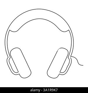 Headphones continuous one line hand drawing minimalism and outline vector illustration Stock Vector