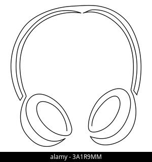 Headphones continuous one line hand drawing minimalism and outline vector illustration Stock Vector