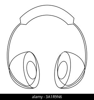Headphones continuous one line hand drawing minimalism and outline vector illustration Stock Vector