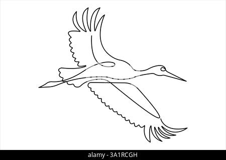 One continuous line drawing of adorable heron bird concept for conservation icon. Modern line art design vector Stock Vector