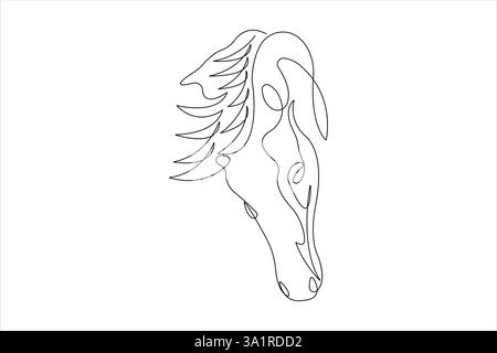 One continuous single line drawing of animal horse design outline vector illustration Stock Vector