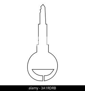 Single line art drawing continuous outline vector hand drawn icon key isolated Stock Vector