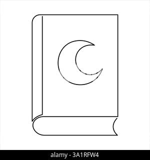 Continuous one line art drawing of open Quran Ramadan concept vector illustration Stock Vector