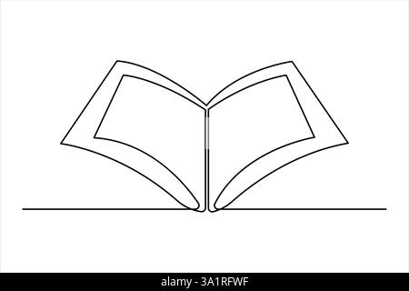 Continuous one line art drawing of open Quran Ramadan concept vector illustration Stock Vector