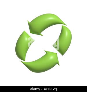 Green 3d arrows looping in circle icon Stock Vector