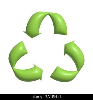 Green 3d arrows looping in circle icon Stock Vector