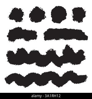 Grunge artistic brush strokes set. Stock Vector