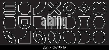 White frames with geometric basic brutal forms and figures. Stock Vector