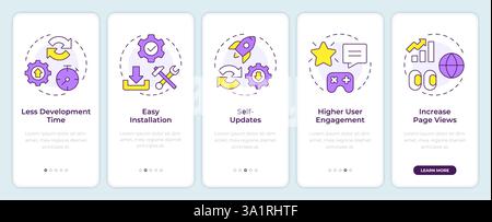 Pros of PWAs onboarding mobile app screen Stock Vector