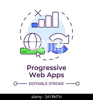 Progressive web apps multi color concept icon Stock Vector