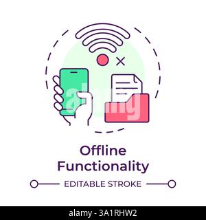 Offline functionality multi color concept icon Stock Vector