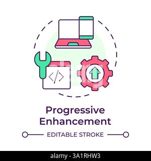 Progressive enhancement multi color concept icon Stock Vector