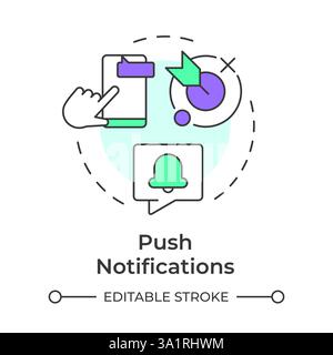 Push notifications multi color concept icon Stock Vector