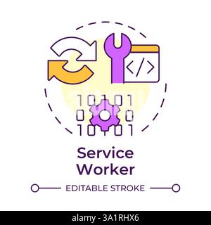 Service worker multi color concept icon Stock Vector