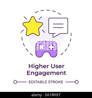 Higher user engagement multi color concept icon Stock Vector