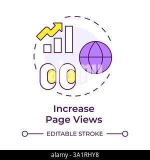 Increasing page views multi color concept icon Stock Vector