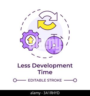 Less development time multi color concept icon Stock Vector
