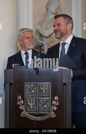 The press conference after meeting of Czech Foreign Affair Minister ...