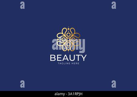 Elegant and Modern Flower Logo Design Featuring Geometric and Floral Elements Stock Vector