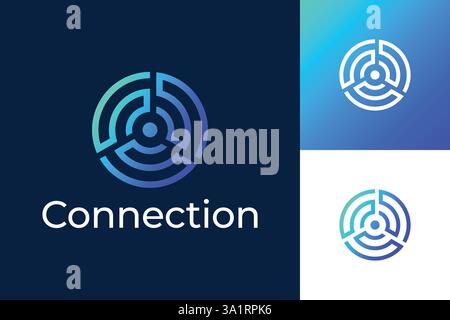 Modern and Minimalist Technology Logo with Atom and Circuit Circle Shape Design Stock Vector