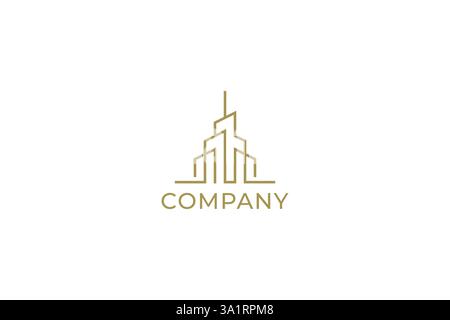Skyscraper Logo Concept Modern and Elegant Real Estate Company Futuristic Brand Stock Vector