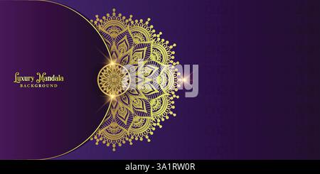 Luxury ornamental mandala background with golden arabesque patterns, element for invitation, meditation poster, yoga, wedding, book cover, cover page Stock Vector