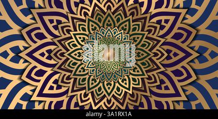 Luxurious mandala wallpaper with golden arabesque patterns, element for invitation, meditation poster, yoga, wedding, book cover, cover page, Stock Vector