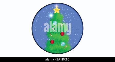Merry Christmas and happy new year greeting card with snow product display cylindrical shape copy-space and snow falling, vector art illustration Stock Vector