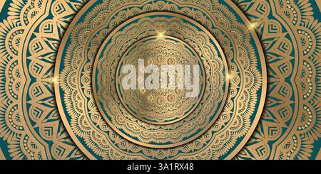 Luxurious mandala wallpaper with golden arabesque patterns, element for invitation, meditation poster, yoga, wedding, book cover, cover page, Stock Vector