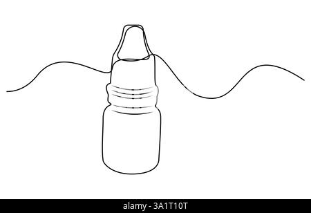 continuous one single line drawing icon of bottles with liquid ,Eye Drops one line drawing Stock Vector
