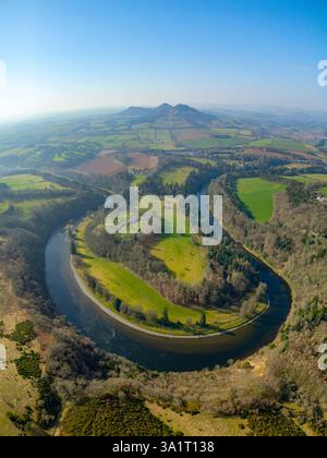 Aerial view of the River Tweed above Scott's View in the Scottish ...