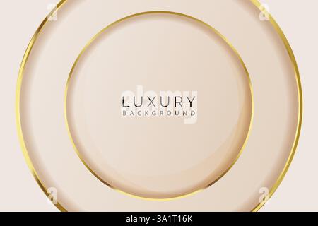 Luxurious light peach color background with golden circles Stock Vector