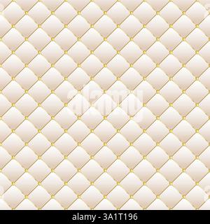Light diamond shape upholstery luxury background with golden buttons Stock Vector