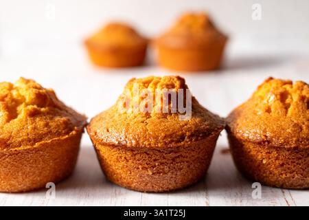 homemade lemon muffins on off white background Stock Photo