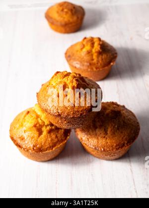 homemade lemon muffins on off white background Stock Photo