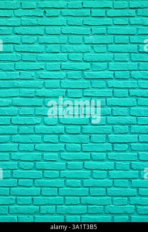 Bright Turquoise Blue Colored Old Brick Wall for Abstract Backdrop Stock Photo