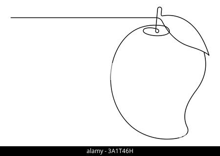 One continuous line drawing of healthy organic mango fresh tropical fruitage concept vector icon Stock Vector
