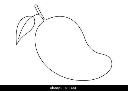 One continuous line drawing of healthy organic mango fresh tropical fruitage concept vector icon Stock Vector