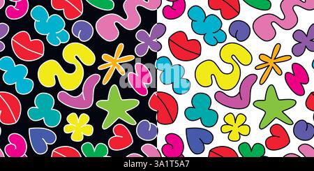 Bright playful set of seamless patterns Stock Vector