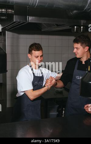 two chefs in the kitchen Stock Photo