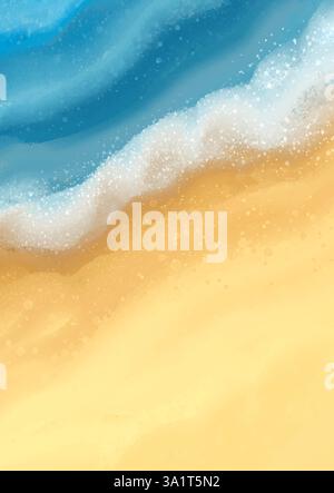 Hand painted abstract sand and sea beach background design Stock Vector