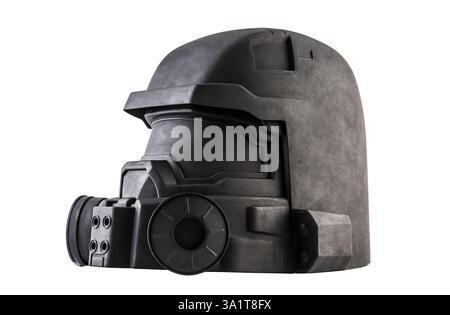 Special forces black helmet isolated on white background with clipping path Stock Photo