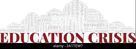 Education Crisis word cloud conceptual design isolated on white background. Stock Vector