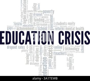 Education Crisis word cloud conceptual design isolated on white background. Stock Vector