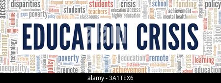Education Crisis word cloud conceptual design isolated on white background. Stock Vector